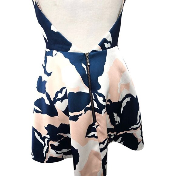 KEEPSAKE the Label Navy Blush Pink Floral Halter Neck Fit & Flare Mini Dress - Picture 10 of 11